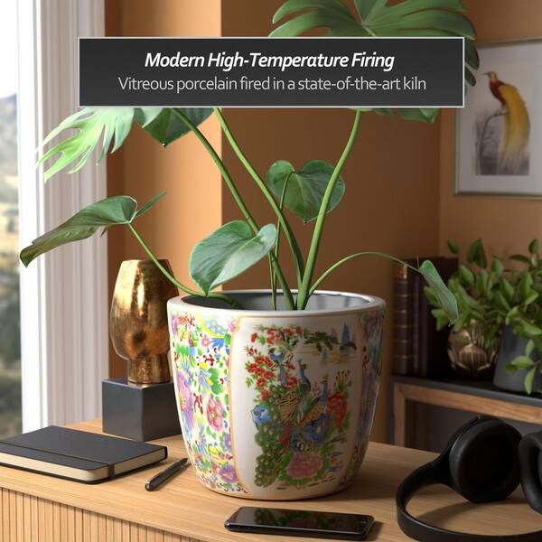 RED LANTERN 10 in. L x 10 in. W Satsuma Peacock Indoor/Outdoor