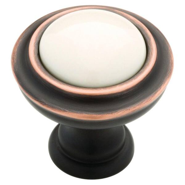 Liberty Artisan 1-1/4 in. (32mm) Venetian Bronze with Almond Ceramic Insert Round Cabinet Knob