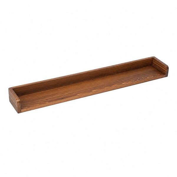 1-Shelf Dark Brown Magnetic Wall Mount Stove Top Storage Shelf, 30 in. Pine Wood Heat Resistant Spice Organizer for Home