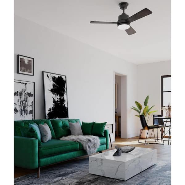 Trevina II 44 in. Indoor Integrated LED Black Modern Ceiling Fan with Remote for Living Room and Bedroom