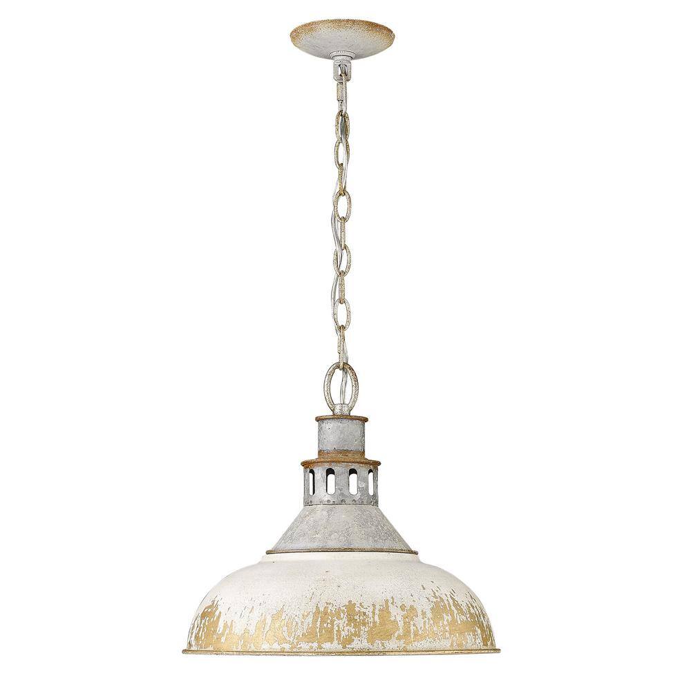 Kinsley Vintage Steel Large Pendant with Antique Ivory Shade