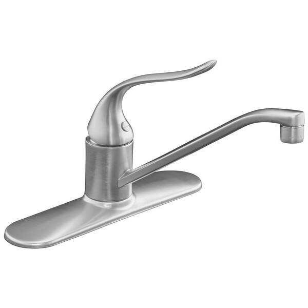 KOHLER Coralais Low-Arc Single-Handle Standard Kitchen Faucet in Brushed Chrome