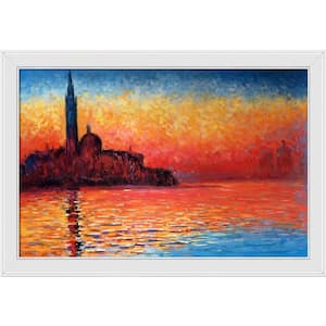 San Giorgio Maggiore by Twilight by Claude Monet Galerie White Framed Nature Oil Painting Art Print 28 in. x 40 in.