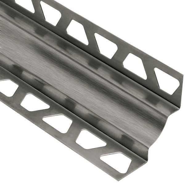 Schluter Dilex-EHK Brushed Stainless Steel 7/16 in. x 8 ft. 2-1/2 in. Metal Cove-Shaped Tile Edging Trim
