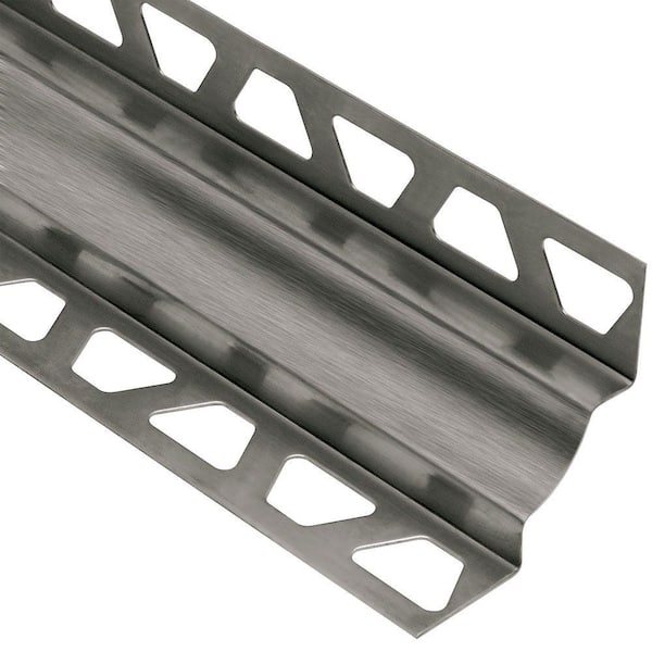 Schluter Dilex-EHK Brushed Stainless Steel 11/32 in. x 8 ft. 2-1/2 in. Metal Cove-Shaped Tile Edging Trim