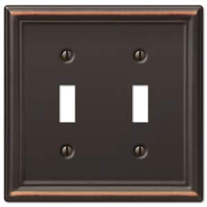Ascher 2-Gang Aged Bronze Toggle Stamped Steel Wall Plate