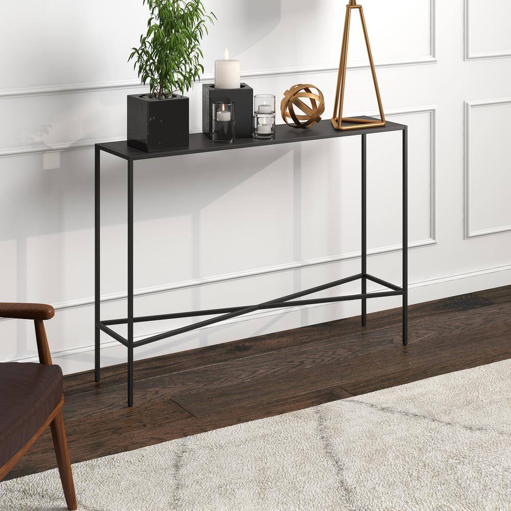 Henley 42" Blackened Bronze Metal and Glass Console Table