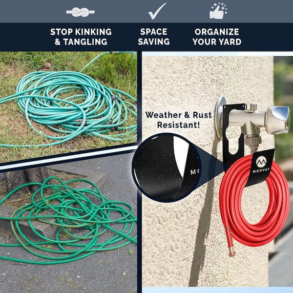 Wall Mount Holds Up to 100 ft. Hose Premium Metal Garden Hose Hook Holder