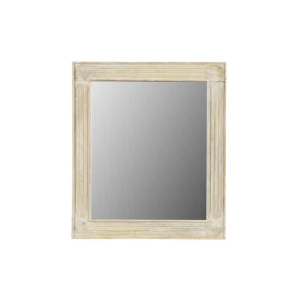 HomeRoots 46 in. W x 40 in. H White Solid Wood Framed Accent Mirror