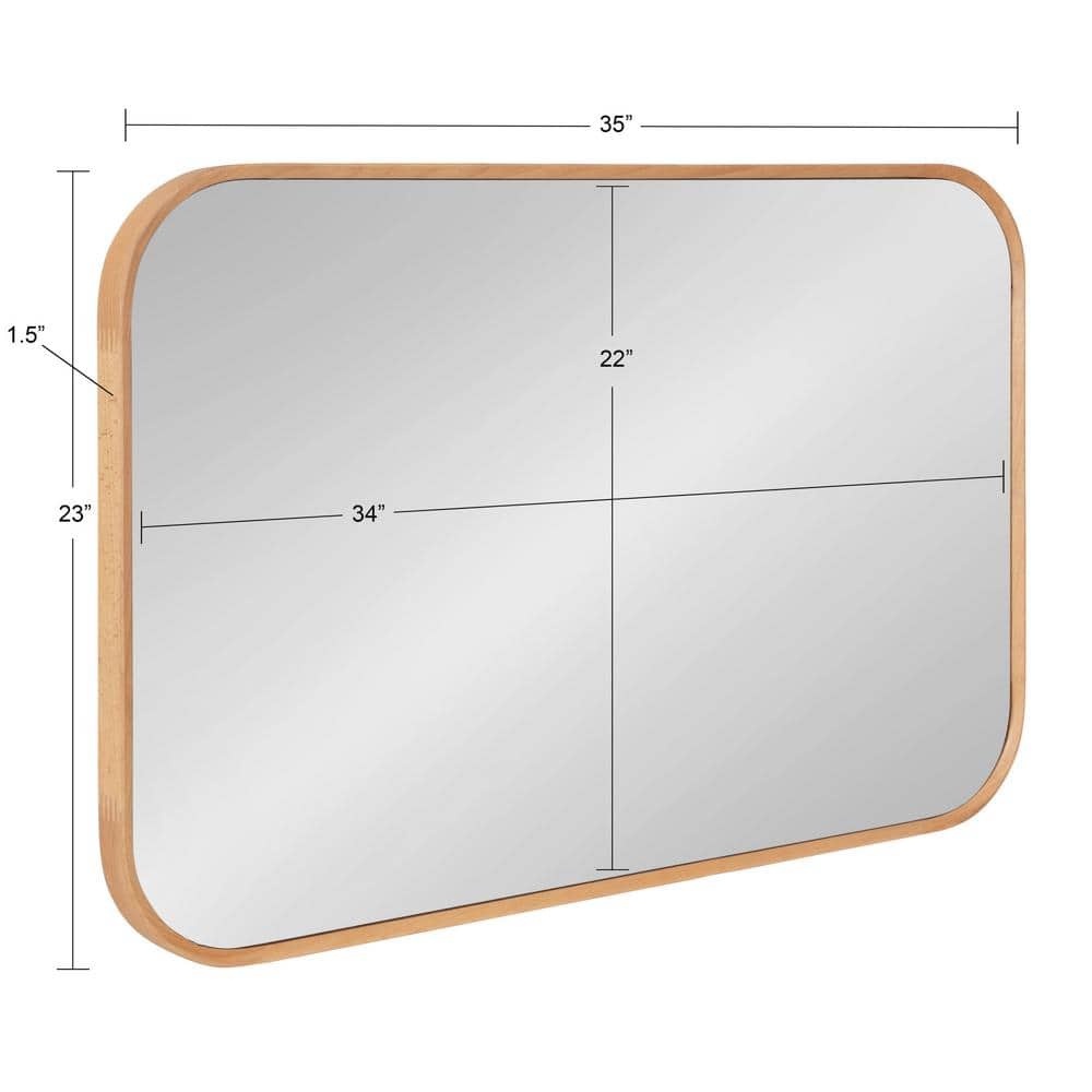 Scandinavian Inspired Natural Wood Rounded Rectangular Wall Mirror