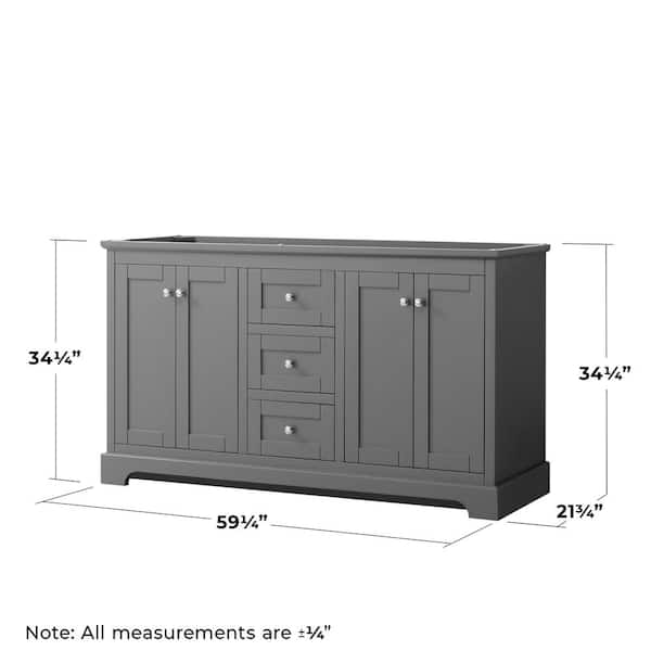 Wyndham Collection Avery 59.25-in Dark Gray Bathroom Vanity Cabinet