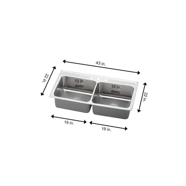Lustertone 43 in. Drop-in Double Bowl 18-Gauge Stainless Steel Kitchen Sink Only