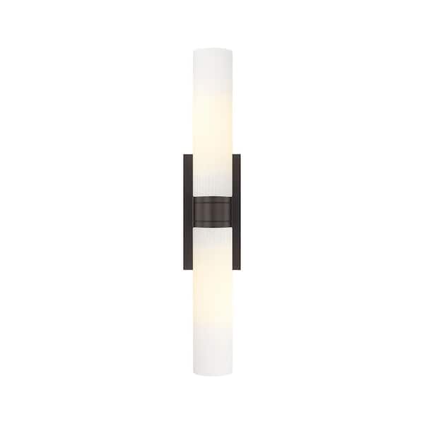Innovations Ballston Urban 24 in. 2-Light Oiled Brass Vanity Light with Glass Shade