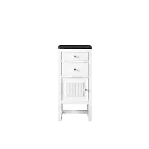 Athens 15.0 in. W x 15 in.D x 33.3 in. H Vanity Side Cabinet in Glossy White w/ Quartz Vanity Top in Charcoal Soapstone