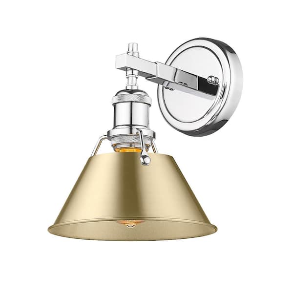 Golden Lighting Orwell 7.5 in. 1-Light Chrome and Brushed Champagne Bronze Wall Sconce