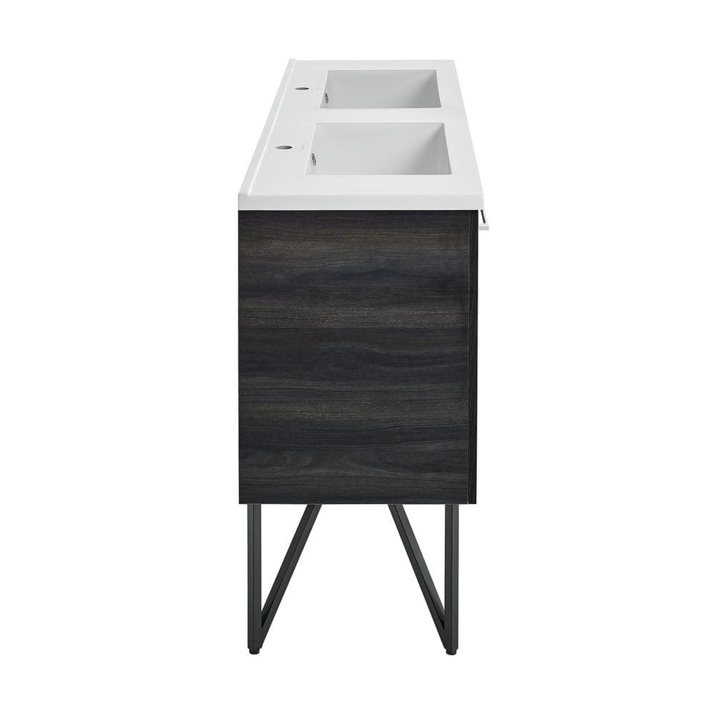 Annecy 60" Black Walnut Double Sink Freestanding Bathroom Vanity