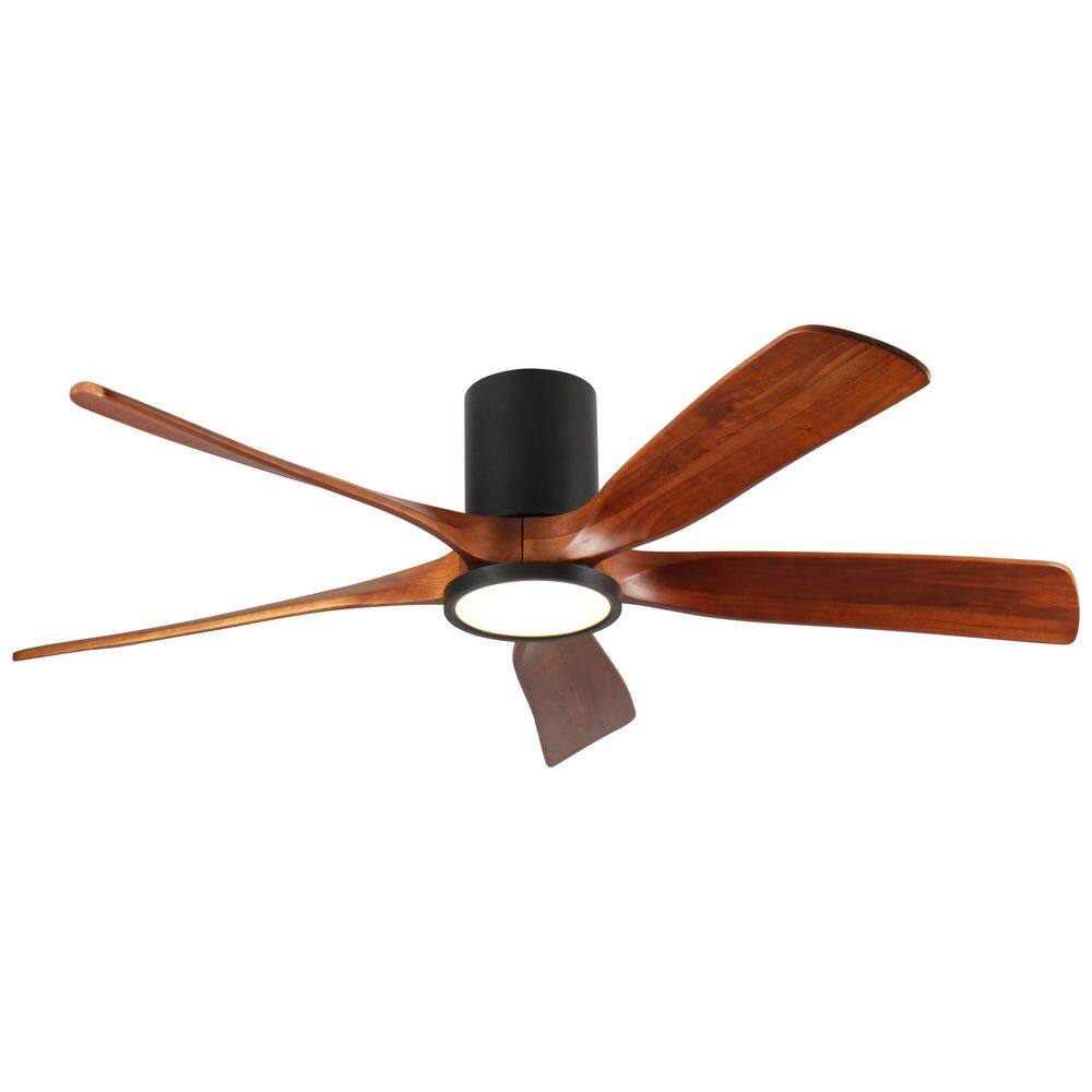 60 in. Smart Black Flush Mount Standard Wood Blade Ceiling Fan with Light and Remote Control, Quiet Motor price history on PriceWatchPro