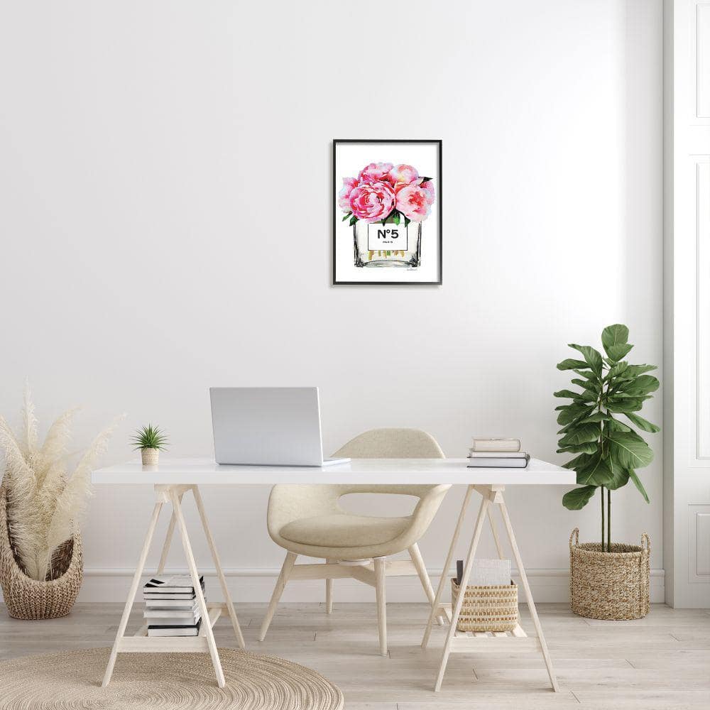 Glam Paris Vase with Pink Peony Framed Canvas Print