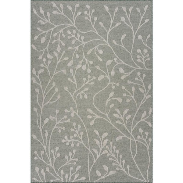 Viorra Floral Green 8 ft. x 10 ft. Outdoor Area Rug