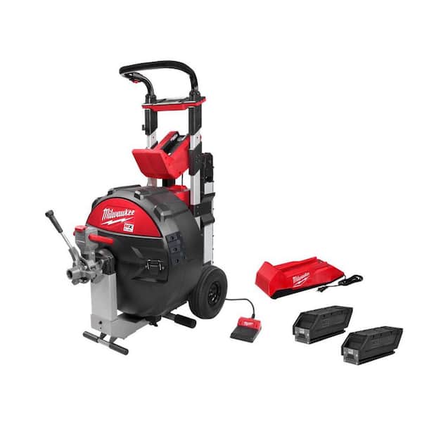 MX FUEL POWERTREDZ Sewer Drum Machine w/MX FUEL Lithium-Ion REDLITHIUM CP203 Battery Pack
