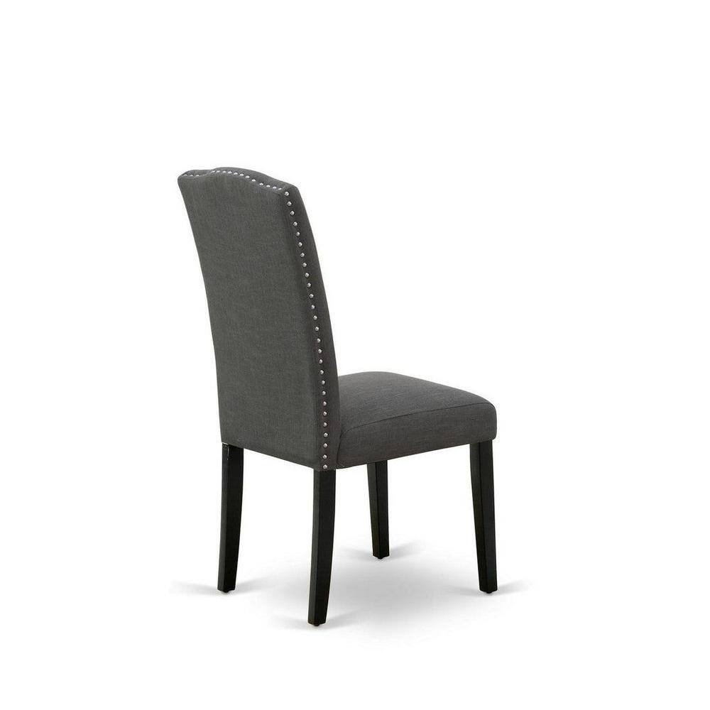 Modern Gotham Grey Linen and Black Rubberwood 3-Piece Dining Set