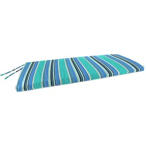 Sunbrella 48 in.x18 in.Dolce Oasis Multicolor Stripe Rectangular Knife Edge Outdoor Settee Swing Bench Cushion with Ties