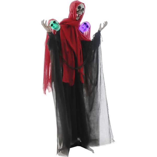 Haunted Hill Farm 71 in. Animatronic 3-Headed Twisting Pirate with Lights and Sounds for Scary Halloween Prop