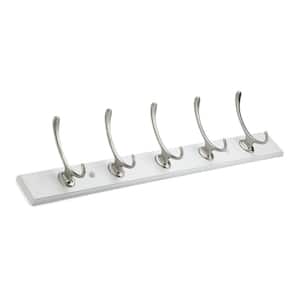 23-7/8 in. (606 mm) White and Brushed Nickel Transitional Hook Rack