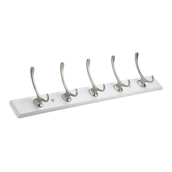 Richelieu Hardware 23-7/8 in. (606 mm) White and Brushed Nickel Transitional Hook Rack