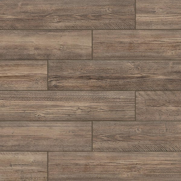 Florida Tile Home Collection Tahoe Cedar Brown Porcelain 8 in. W x 0.354 in. H Matte Porcelain Floor and Wall Tile Sample