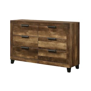 Morales 6-Drawer Rustic Oak Dresser (38 in. H x 57 in. W x 16 in. D)