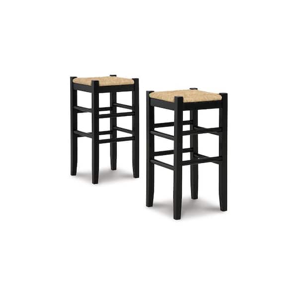 Anya Black and Brown Wood Frame Bar Height Stool