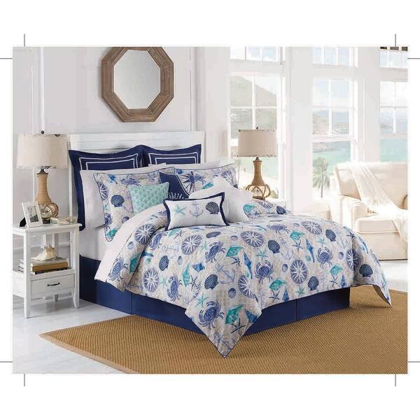 Royal Heritage Home Williamsburg Barnegat 4-Piece Aqua California King Comforter Set
