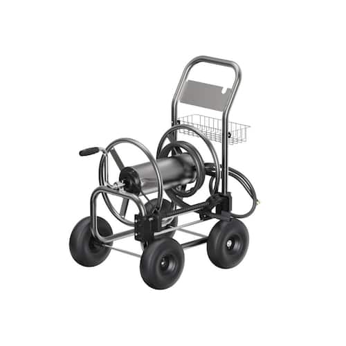 Heavy-Duty Industrial Hose Reel Cart with Wheels, 5/8 to 250