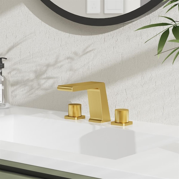 EVERSTEIN 8 in. Widespread Double Handle Bathroom Faucet in Brushed Gold