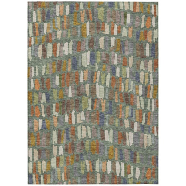 Chantille Machine Washable Indoor/Outdoor Abstract ACN2377 Basil 8 ft. x 10 ft. Area Rug