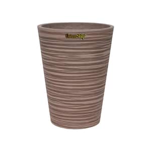 Tall Cone Carved 12.2 in. W x 18.1 in. H Chocolate Indoor/Outdoor Resin Decorative Planter 1-Pack