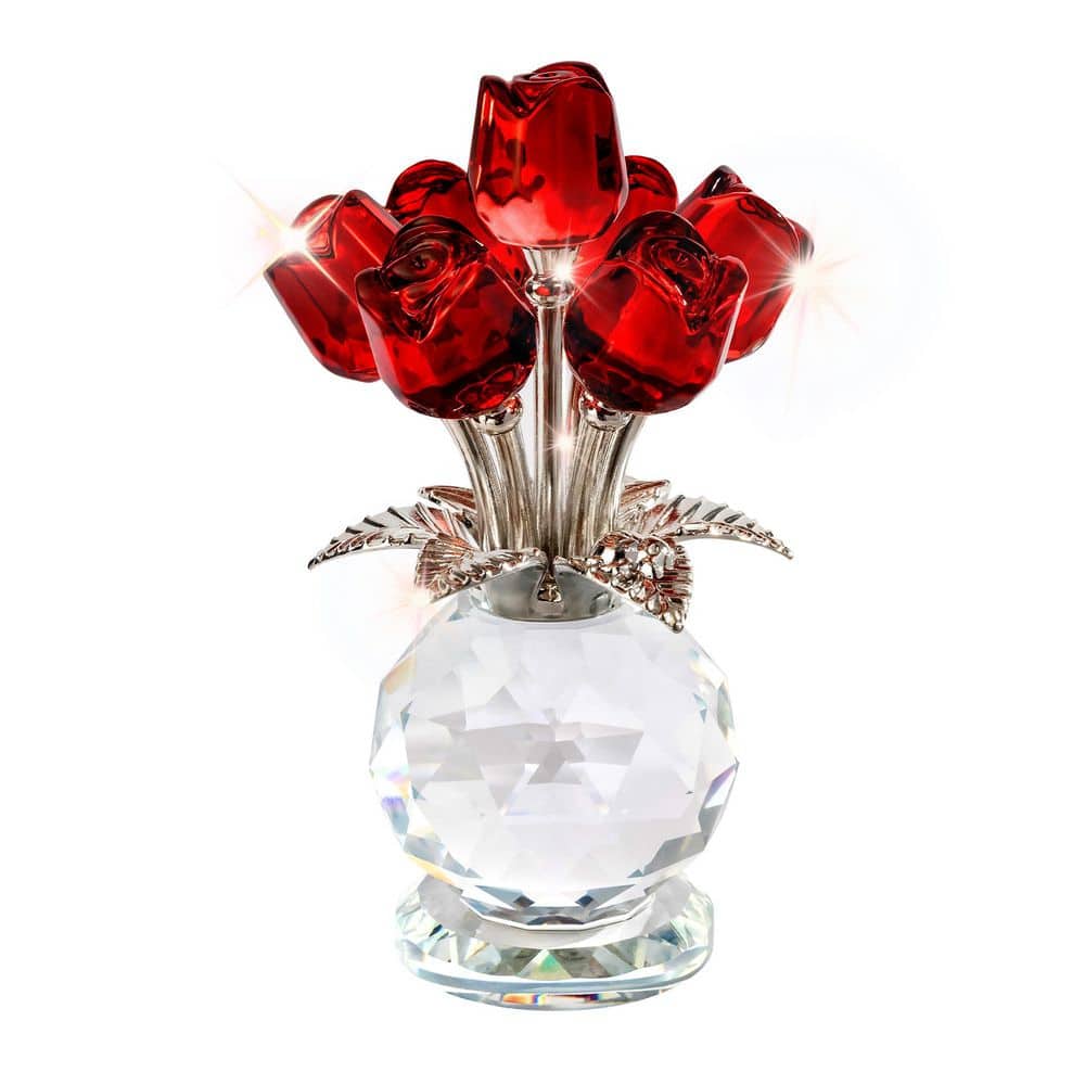 Crystal Red Rose Flower Collectible Figurine Red 2.8 in. x 4.7 in
