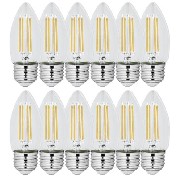 Feit Electric 40 Watt Equivalent B10 Medium E26 Base Dimmable Filament Cec 90 Cri Chandelier Led Light Bulb Soft White 2700k 12 Pack Bpetc40927cafil2rp 6 Feit Electric 40 Watt Equivalent B10, Chandelier Light Bulbs Medium Base