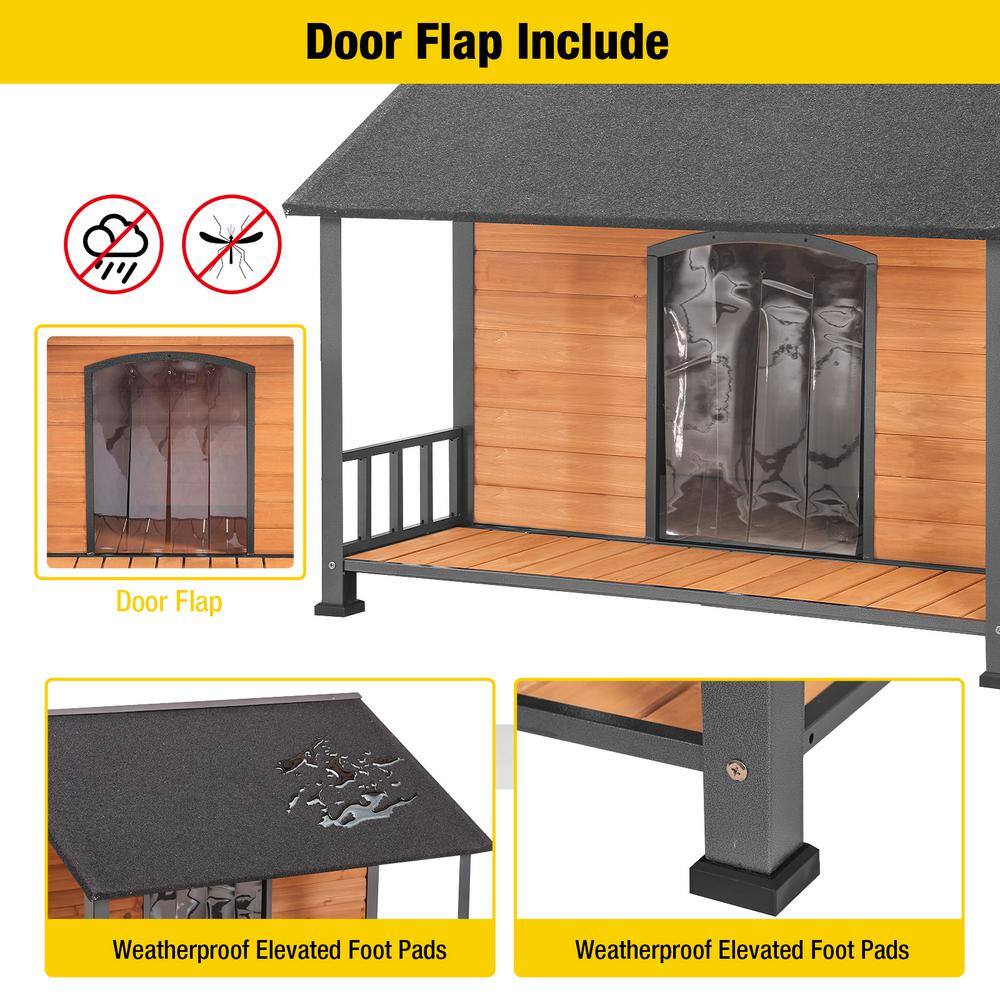Large Weatherproof Wood and Iron Dog House with Balcony