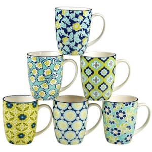 Tapestry 14 oz. Mulit-Colored Porcelain Beverage Mugs (Set of 6)