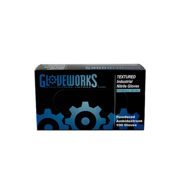 Ammex® Gloveworks Industrial Grade Disposable Nitrile Gloves, Powder-Free,  Blue, Large, 100/Box