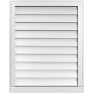 26 in. x 32 in. Vertical Surface Mount PVC Gable Vent: Decorative with Brickmould Sill Frame