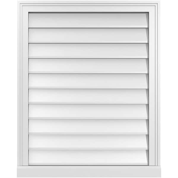 26 in. x 32 in. Vertical Surface Mount PVC Gable Vent: Decorative with Brickmould Sill Frame