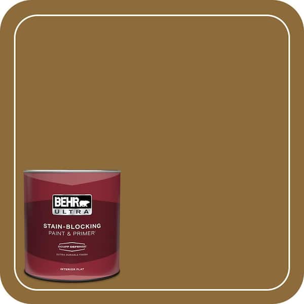BEHR ULTRA 1 qt. #310F-7 Carmel Woods Extra Durable Flat Interior Paint & Primer