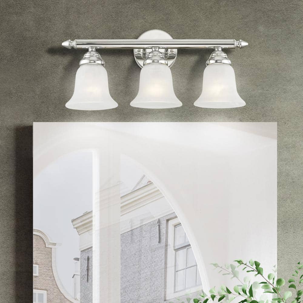 Polished Chrome 19" Vanity Light with White Alabaster Glass