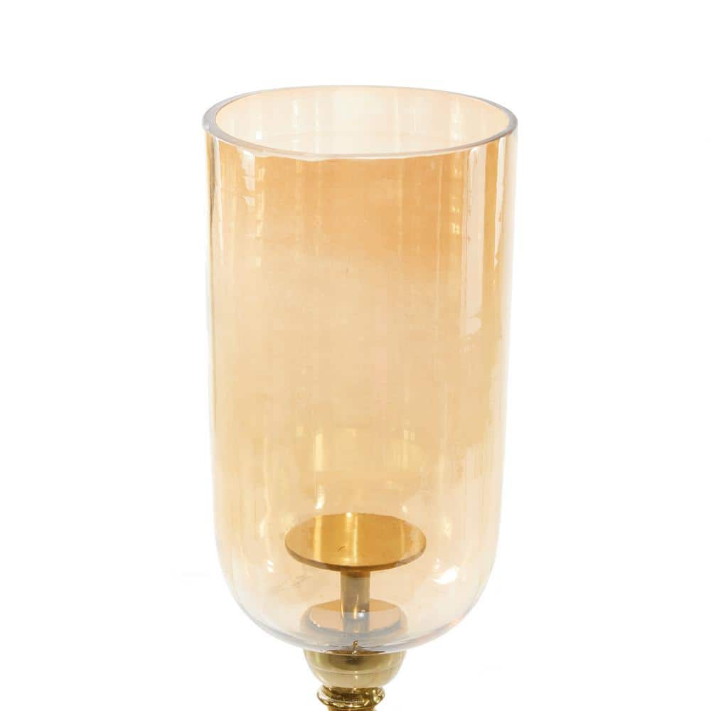 Elegant Gold Aluminum 34" Hurricane Candle Lantern with Glass