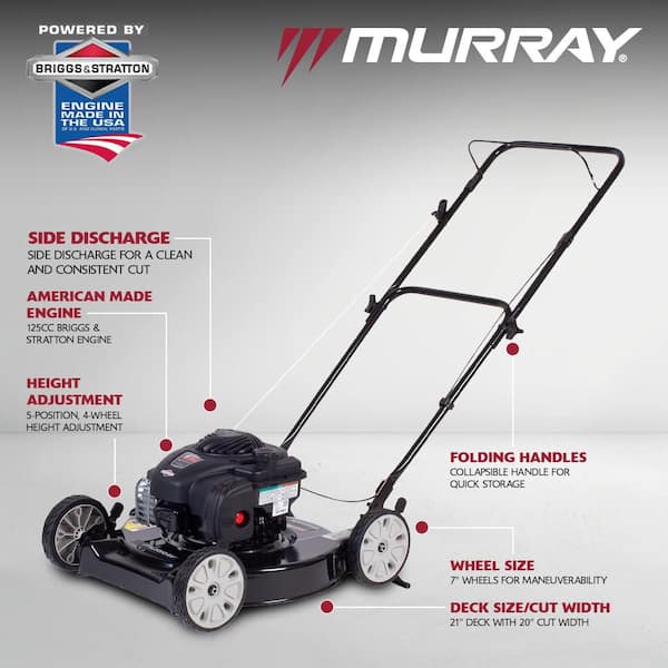 Murray 20 in. 125 cc Briggs & Stratton Walk Behind Gas Push Lawn Mower with 4 Wheel Height Adjustment and Prime 'N Pull Start