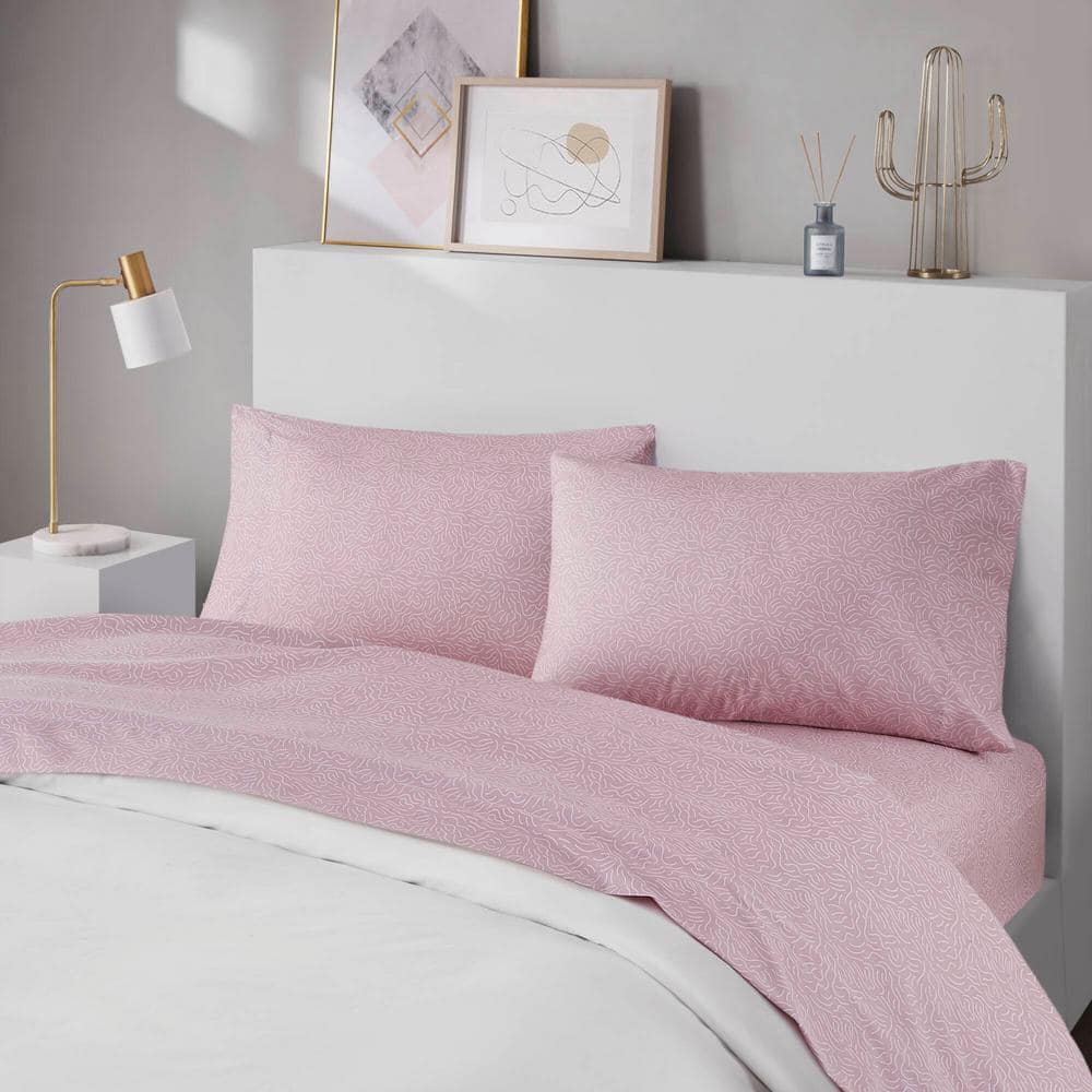 Blush Waves Twin Microfiber Sheet Set with Pillowcases