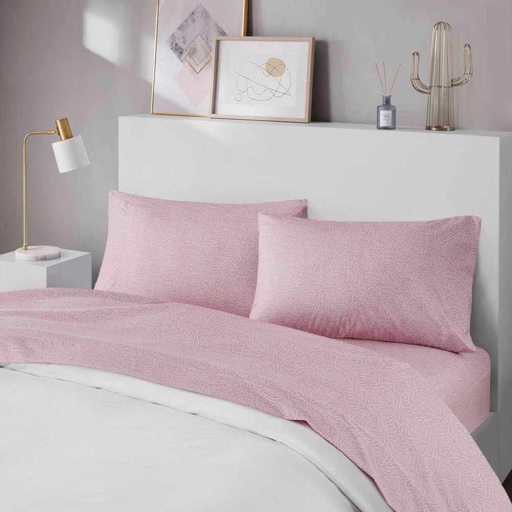 Blush Waves Queen Organic Cotton Microfiber Sheet Set